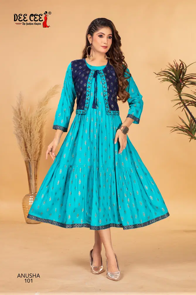 Anusha By Deecee Fancy Printed Rayon Anarkali Kurtis Suppliers In Mumbai